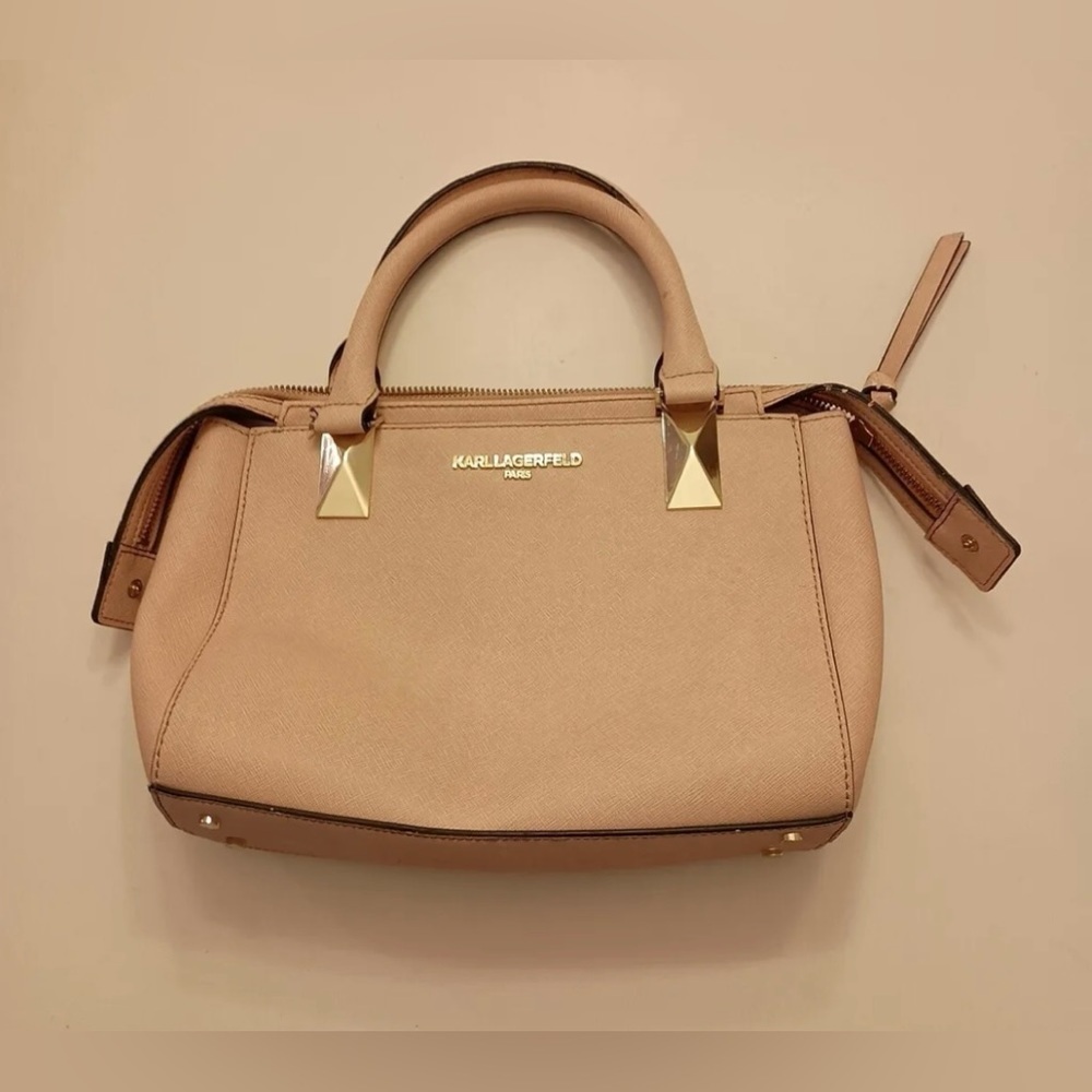 Karl Lagerfeld Women’s Tan/Brown Genuine Leather Handbag/Tote/Purse 🤎🤎